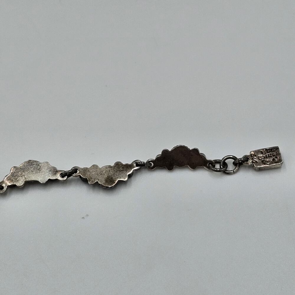 Vintage Taxco Sterling Silver Flower Floral Bib Necklace Bracelet Set Mexico - Picture 7 of 15